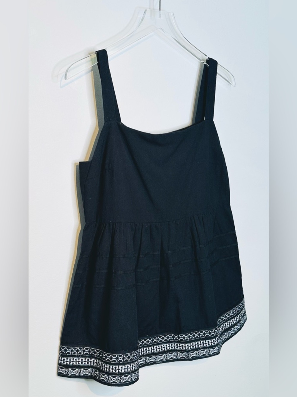 Anthro Amit Aggarwal Olivia Black Cotton Linen Embroidered Top Shirt Blouse NWT - Picture 5 of 15